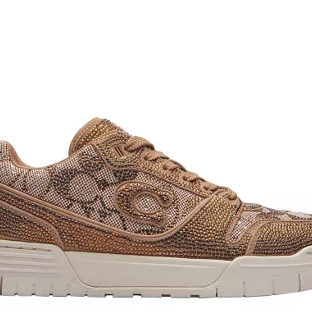 Coach Women’s Glitter Signature C Court Sneaker in Rose Gold-Tan - Picture 2 of 4